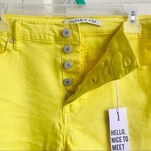 High-waisted Electric Yellow Cutoff Shorts
